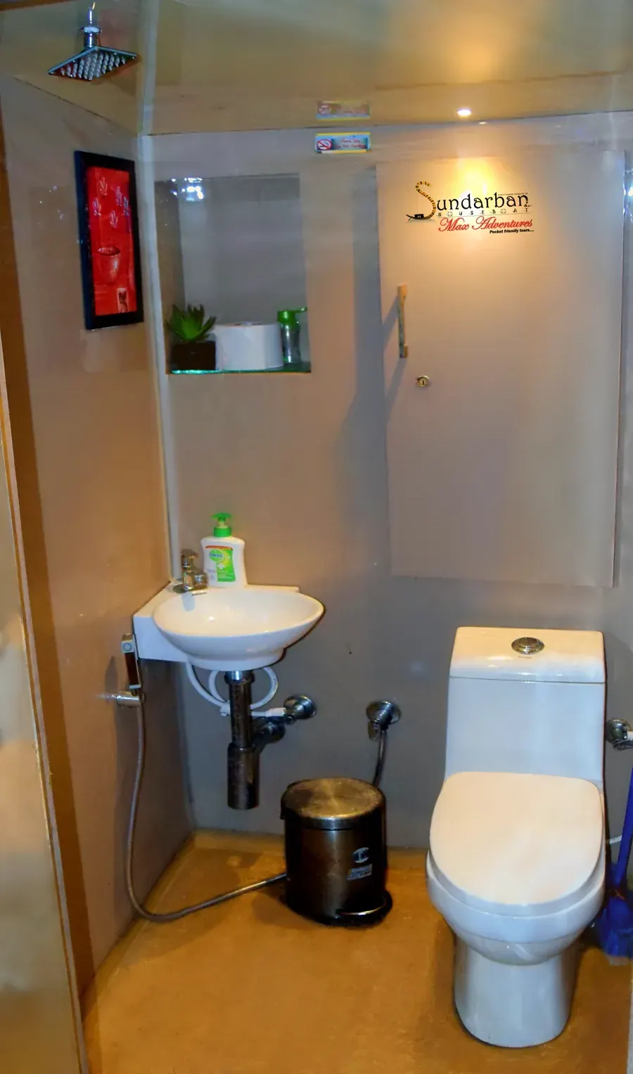 Practical onboard toilet and bathroom facility aboard Max Adventures